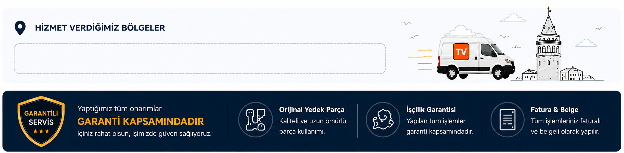 Hizmet bölgeleri, yerinde servis ve garanti bilgileri